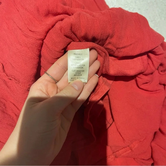 Max Studio Red Tiered Midi Dress with Pockets & Key Hole Back Small Cottagecore - Picture 9 of 12